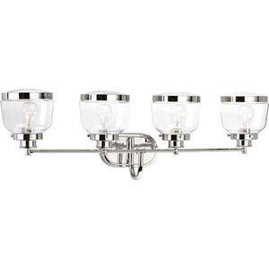 4 Light 120 volt Polished Nickel Vanity Clear Glass Light Fixture 4
