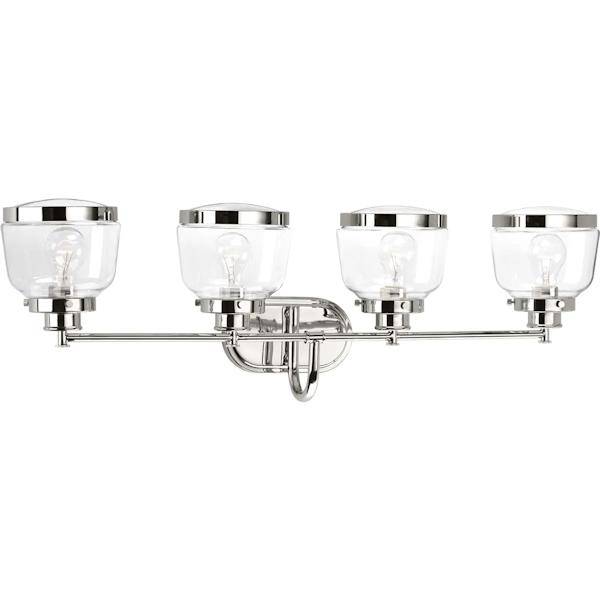 4 Light 120 volt Polished Nickel Vanity Clear Glass Light Fixture 4