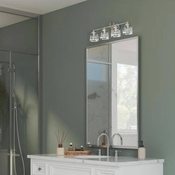 4 Light 120 volt Polished Nickel Vanity Clear Glass Light Fixture 5