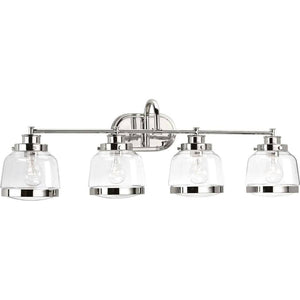 4 Light 120 volt Polished Nickel Vanity Clear Glass Light Fixture 1