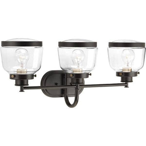 3 Light 120 volt Antique Bronze Vanity Clear Glass Light Fixture 4