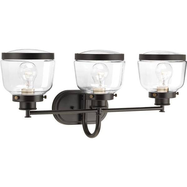 3 Light 120 volt Antique Bronze Vanity Clear Glass Light Fixture 4