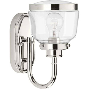 1 Light 120 volt Polished Nickel Vanity Clear Glass Light Fixture 3