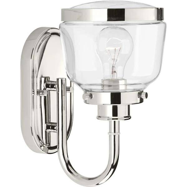 1 Light 120 volt Polished Nickel Vanity Clear Glass Light Fixture 3