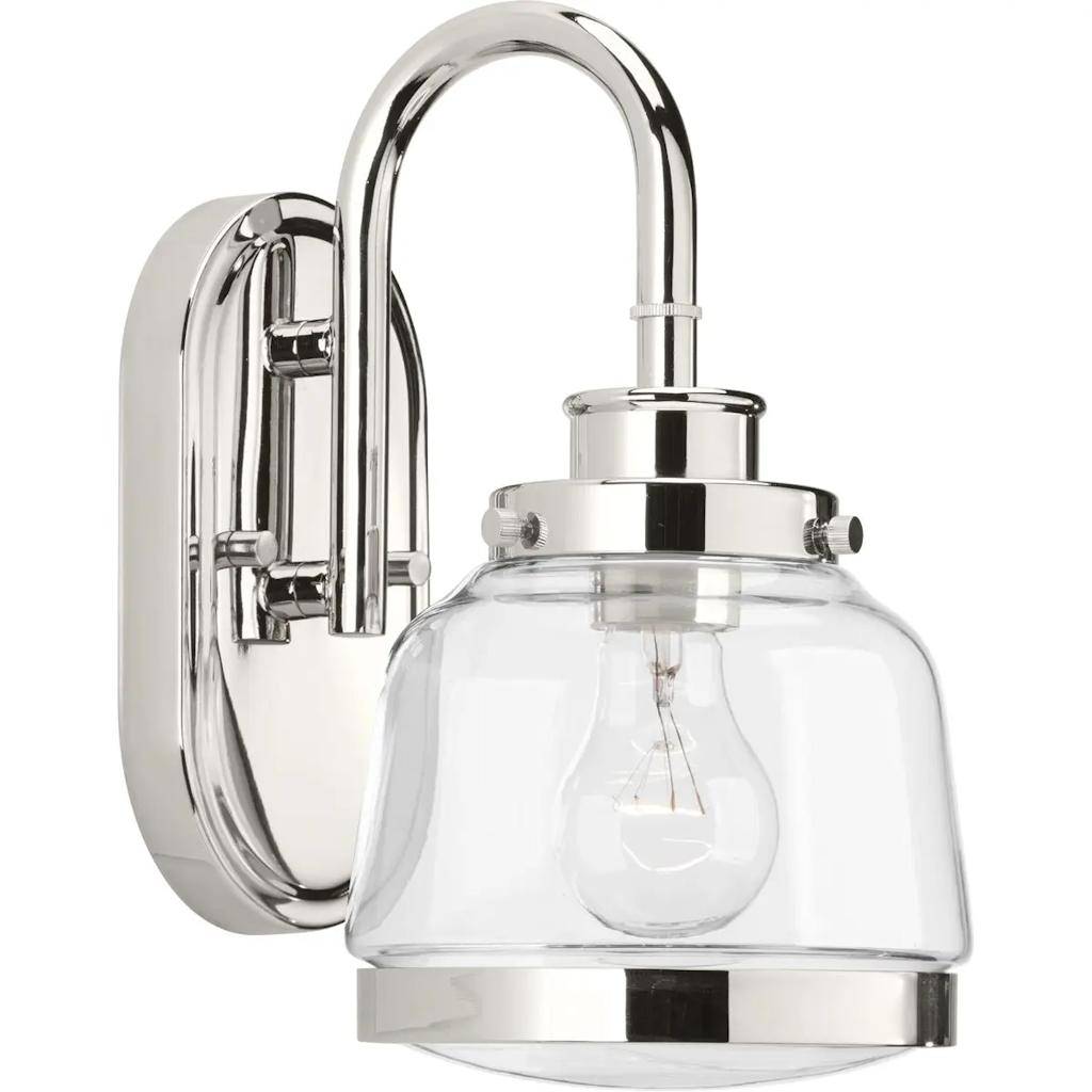 1 Light 120 volt Polished Nickel Vanity Clear Glass Light Fixture 1