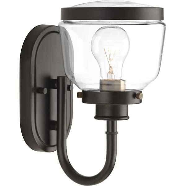 1 Light 120 volt Antique Bronze Vanity Clear Glass Light Fixture 3