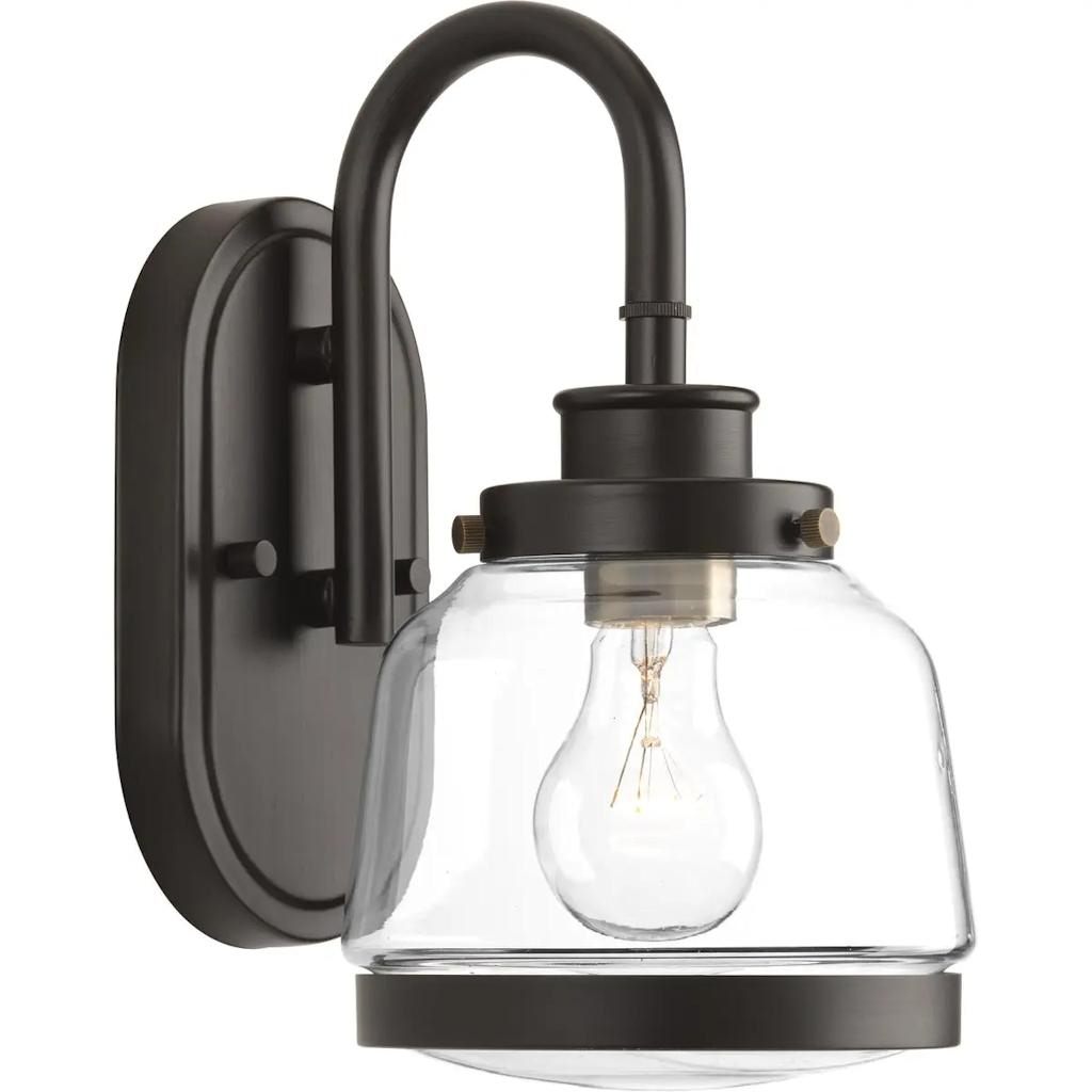 1 Light 120 volt Antique Bronze Vanity Clear Glass Light Fixture 1