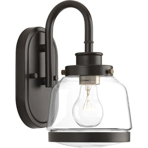 1 Light 120 volt Antique Bronze Vanity Clear Glass Light Fixture 1