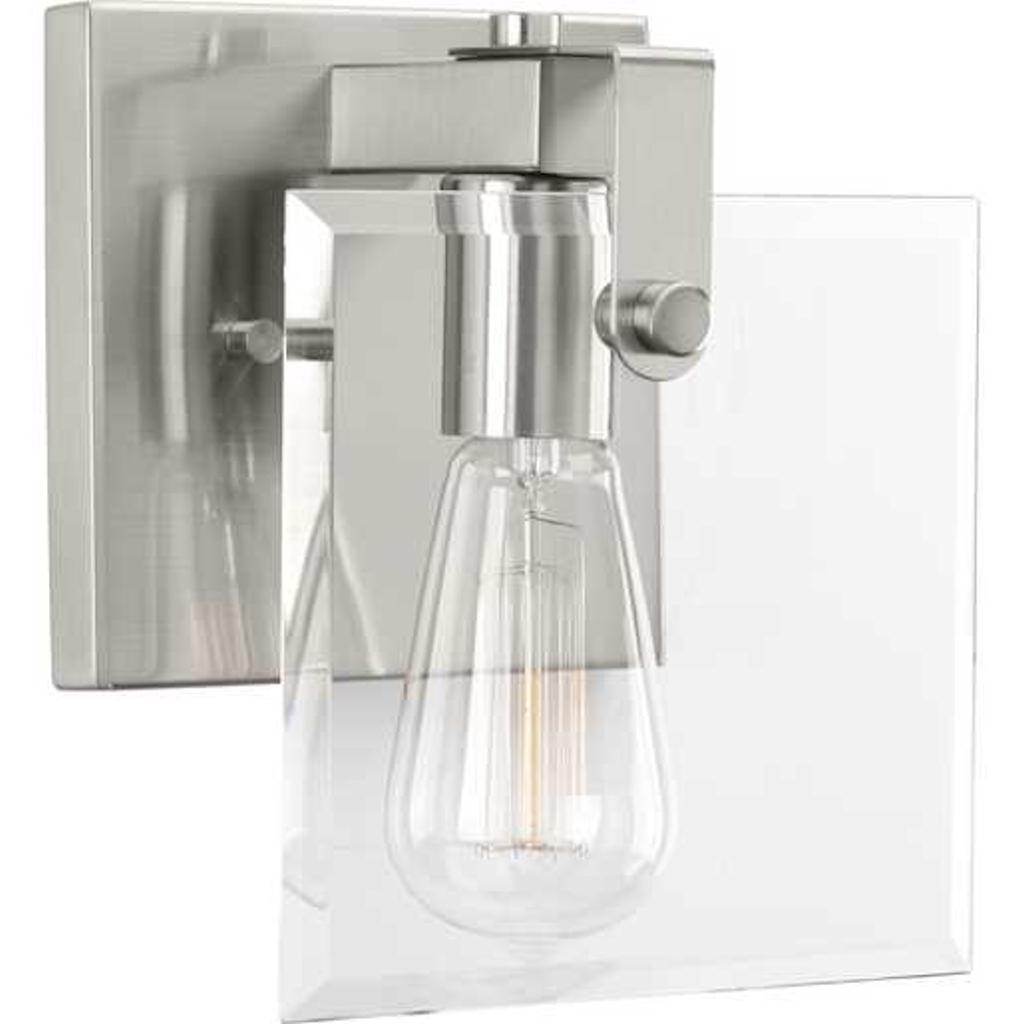 1 Light 120 volt Brushed Nickel Vanity Clear Glass Light Fixture 1