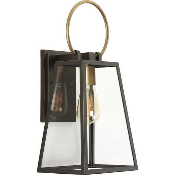 1 Light Antique Bronze with Clear Glass Medium Barnett Wall Light Fixture 1