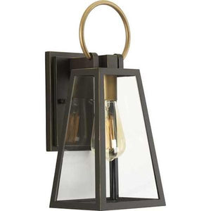 1 Light Antique Bronze with Clear Glass Small Barnett Wall Light Fixture 1