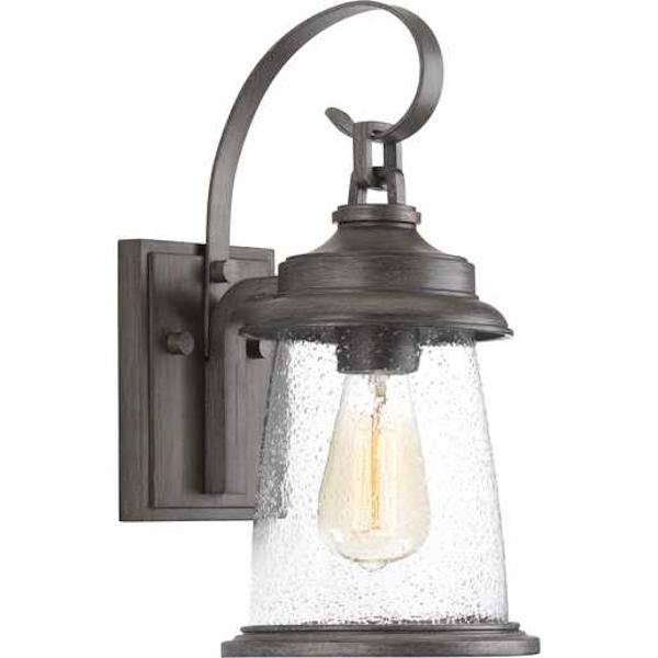1 Light Antique Pewter with Clear Seeded Glass Small Wall Light Fixture 1