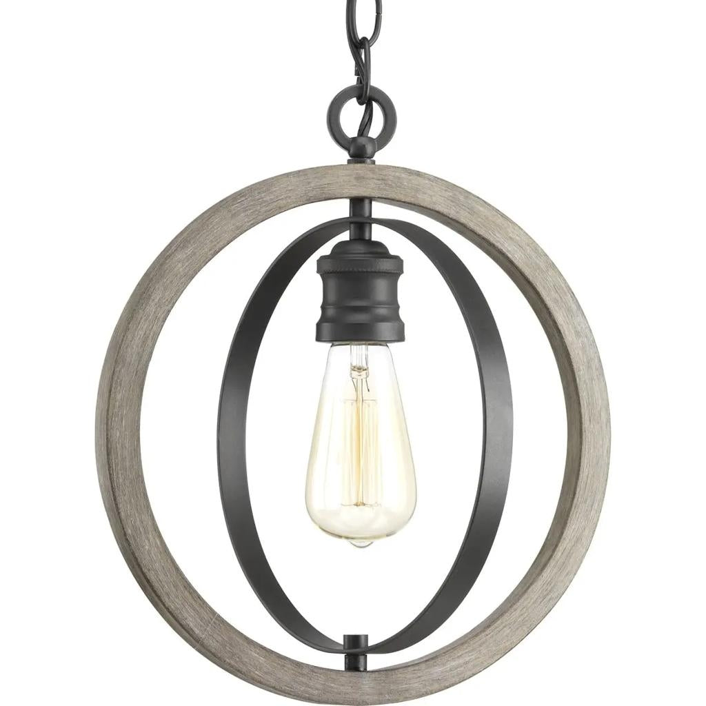 1 Light Graphite Finish Weathered Gray Pendant Light Fixture 1
