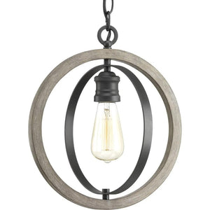 1 Light Graphite Finish Weathered Gray Pendant Light Fixture 1