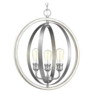 3 Light Galvanized Finish Antique White Pendant Light Fixture 1