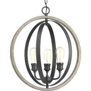 3 Light Graphite Finish Weathered Gray Pendant Light Fixture 1