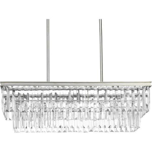 4 Light Silver Ridge Finish Prismatic Glass Linear Chandelier Light Fixture 2