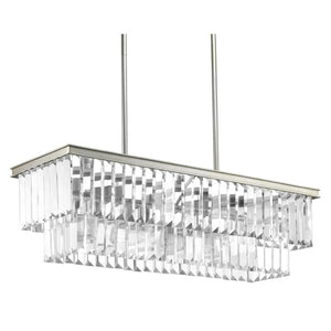 4 Light Silver Ridge Finish Prismatic Glass Linear Chandelier Light Fixture 1