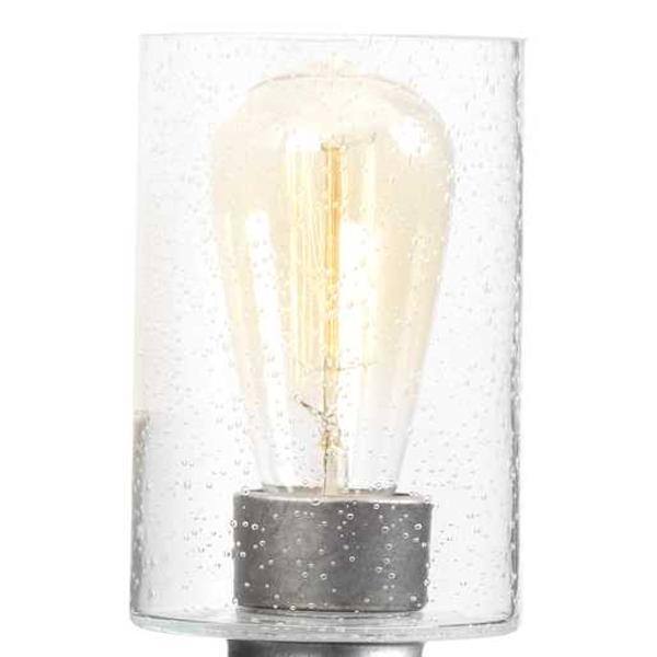 3 Light 120 volt Galvanized Finish Vanity Clear Seeded Glass Light Fixture 3