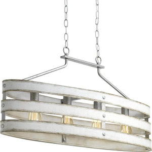 4 Light Galvanized Finish Coastal Style Chandelier Light Fixture 2