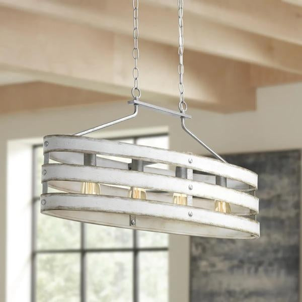 4 Light Galvanized Finish Coastal Style Chandelier Light Fixture 4