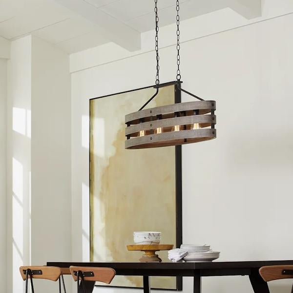 4 Light Graphite Finish Coastal Style Chandelier Light Fixture 4