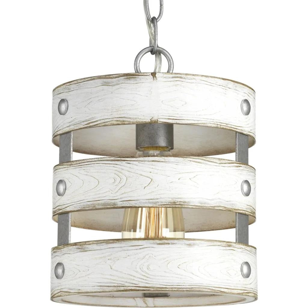 1 Light Galvanized Finish Antique White Pendant Light Fixture 1
