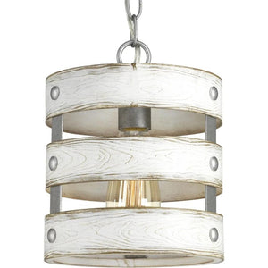 1 Light Galvanized Finish Antique White Pendant Light Fixture 1