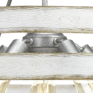 5 Light Galvanized Finish Antique White Pendant Light Fixture 2