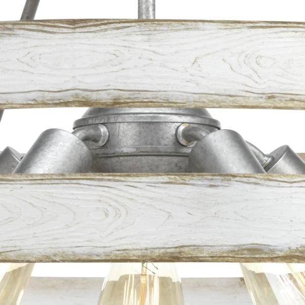 5 Light Galvanized Finish Antique White Pendant Light Fixture 2