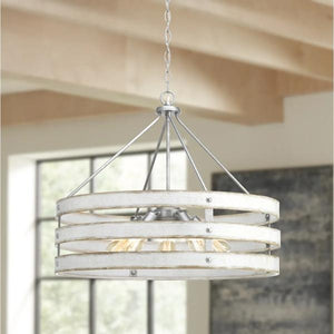 5 Light Galvanized Finish Antique White Pendant Light Fixture 3