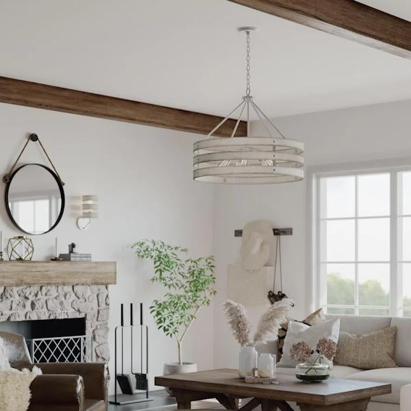 5 Light Galvanized Finish Antique White Pendant Light Fixture 4
