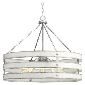 5 Light Galvanized Finish Antique White Pendant Light Fixture 1