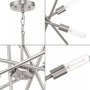 6 Light Brushed Nickel Astra Collection Chandelier Light Fixture 2