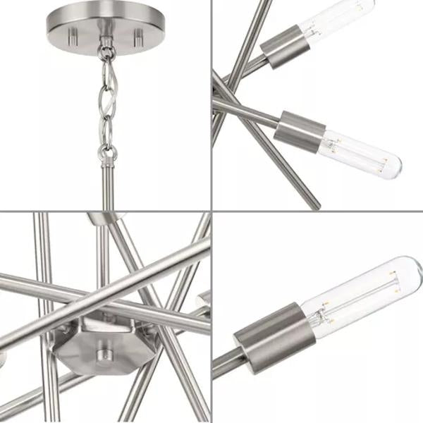 6 Light Brushed Nickel Astra Collection Chandelier Light Fixture 2