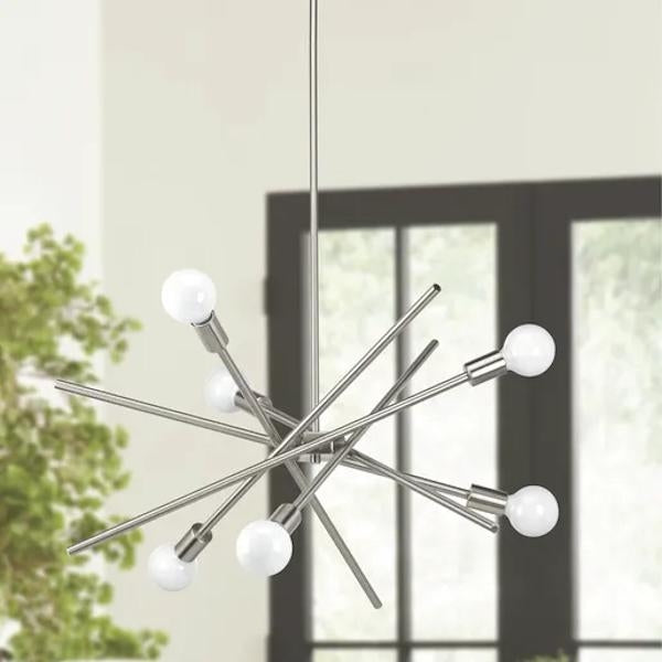 6 Light Brushed Nickel Astra Collection Chandelier Light Fixture 3