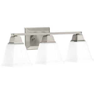 3 Light 120 volt Brushed Nickel Vanity Etched Glass Light Fixture 2