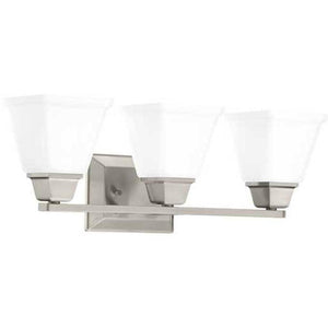 3 Light 120 volt Brushed Nickel Vanity Etched Glass Light Fixture 1