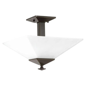 2 Light 120 volt Antique Bronze Etched Opal Glass Semi-Flush Light Fixture 1