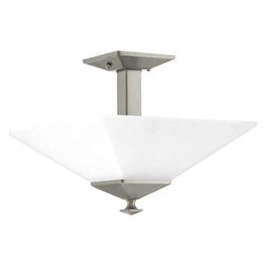 2 Light 120 volt Brushed Nickel Etched Opal Glass Semi-Flush Light Fixture 1