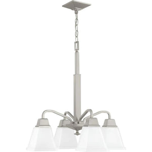 4 Light Brushed Nickel Etched Opal Glass Shade Chandelier Light Fixture 1