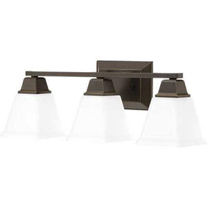 3 Light 120 volt Antique Bronze Vanity Etched Glass Light Fixture 2