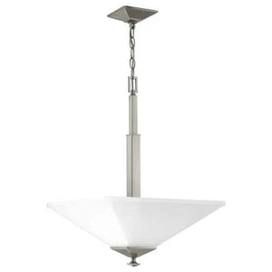 2 Light Brushed Nickel Etched Glass Shade Pendant Light Fixture 1