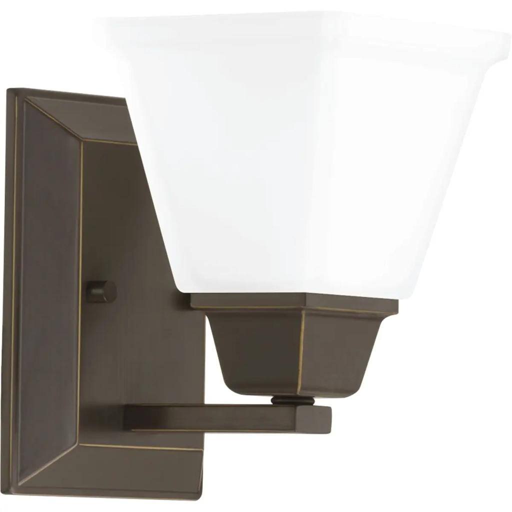 1 Light 120 volt Antique Bronze Vanity Etched Glass Light Fixture 1