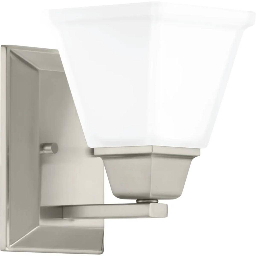 1 Light 120 volt Brushed Nickel Vanity Etched Glass Light Fixture 1