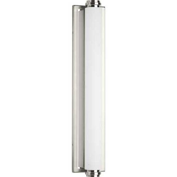 24" 37 watt 120 volt 3000K Brushed Nickel White Glass Shade Dimmable 3