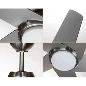 54" Brushed Nickel 5 Blade Indoor Remote Control LED Ceiling Fan 2