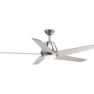54" Brushed Nickel 5 Blade Indoor Remote Control LED Ceiling Fan 1
