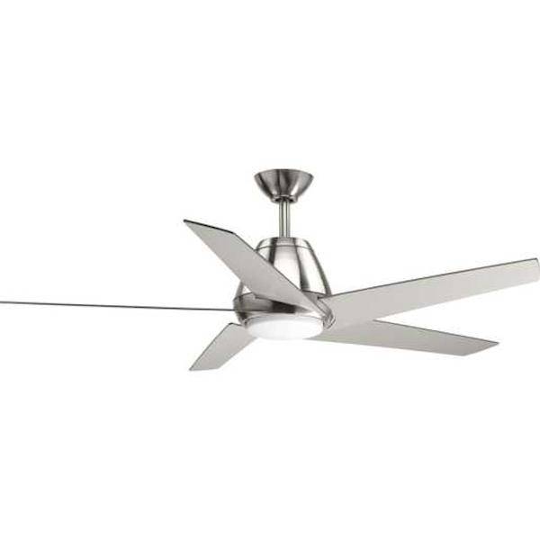 54" Brushed Nickel 5 Blade Indoor Remote Control LED Ceiling Fan 1