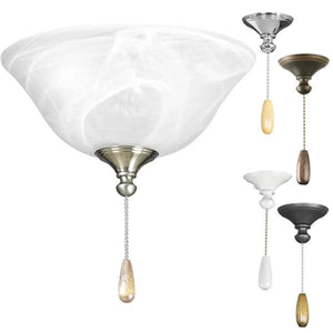 2 Light Brushed Nickel/Polished Chrome/Antique Bronze/White/Graphite Black Finish Alabaster Glass Bowl AirPro Collection Light Kit 2